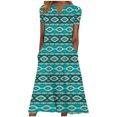 thumbnail image 2 of Robes pour Femmes 2024 Été Surdimensionné Décontracté Manches Courtes Col en V Robe Imprimée Robe Ample 50 % de Réduction!, 2 of 5