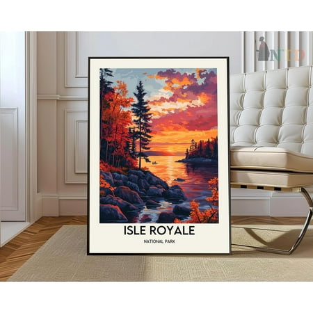 Isle Royale National Park Michigan Nature Landscape Wall Art, Unframed Paper Poster 8x10in