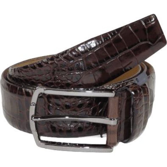 Men Genuine Leather Belt PIERO ROSSI Turkey Soft Crocodile print 1014 Brown