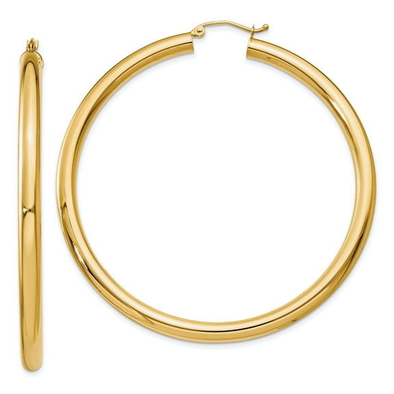 10K Gold Polished Tube Hoop Earrings Jewelry 50 x 4mm