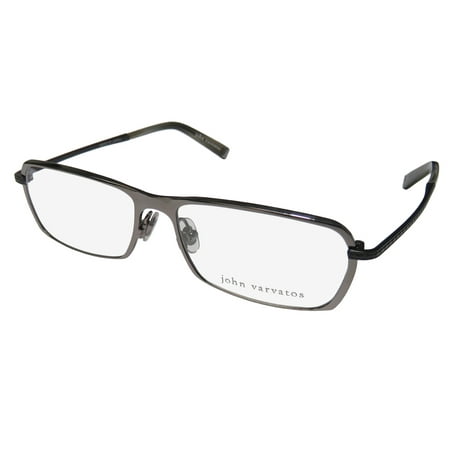 New John Varvatos V136 Mens Designer Full-Rim Gunmetal / Black Trusted Luxury Brand Male Frame Demo Lenses 55-15-145 Eyeglasses/Eyeglass Frame