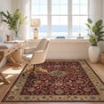 thumbnail image 3 of Design&I 8'x10' Washable Area Rug Snag-Free Gold Rich Burgundy Floral Elegance Design Intricate Golden with Ornate Border for Dining Room, Large Office, Lounge, 3 of 7