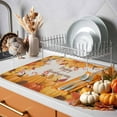 thumbnail image 3 of Happy for Kitchen Counter Fall Pumpkin Vintage Linen Farmhouse Super Absorbent Microfiber Coffee Bar Mat Reusable Washable Dish Drainer Rack Mat, 1 Pack, Orange (Pack of 1), 3 of 7