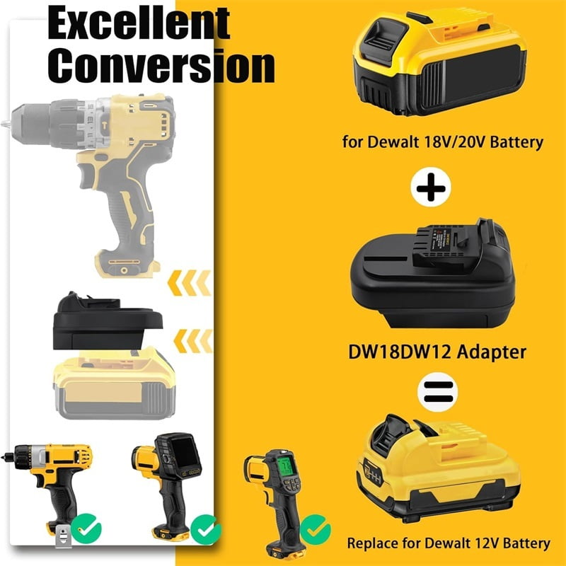 DM18DW12 Battery Adapter for De*walt/Mil*wau*kee 18V 20V Li-ion Battery Convert to for De*walt 12V Power Tools Electric Drill Use