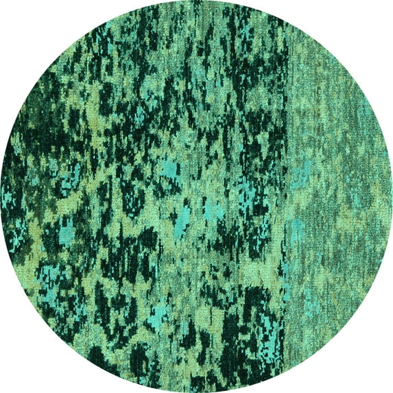 Ahgly Company Indoor Round Abstract Turquoise Blue Modern Area Rugs, 3' Round
