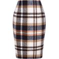 thumbnail image 1 of Falda midi de lana a cuadros para mujer, para otoño e invierno, cintura alta, entallada, longitud a la rodilla, con abertura Marrón CH Marrón CH Xishao ropa, 1 of 2