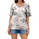 thumbnail image 2 of Camisetas de gasa con estampado floral para mujer Blusas Camiseta de manga corta casual Camiseta de verano con cuello en V Tops tipo túnica Pompotops  hkajfhjk468445, 2 of 4