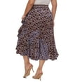 thumbnail image 5 of Beautybatik Wine Women Batik Floral Print Long Flowy Pleated Elastic High Low Ruffle Skirt 1X, 5 of 5