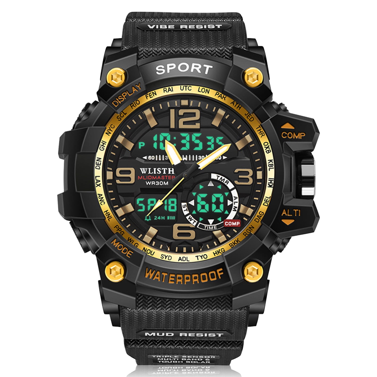 Men's Digital Sports Watch, Large Face Waterproof Wrist Watches for Men  with Stopwatch Alarm LED Back Light, Multi-Functional Military Watch  Outdoor 