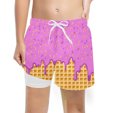 MIASHUI Boys Swimwear Comfortable Swim Trunks for Kids Summer Beach Pool Adjustable Waistband Ice Print Suitable for 5 to 14 Years