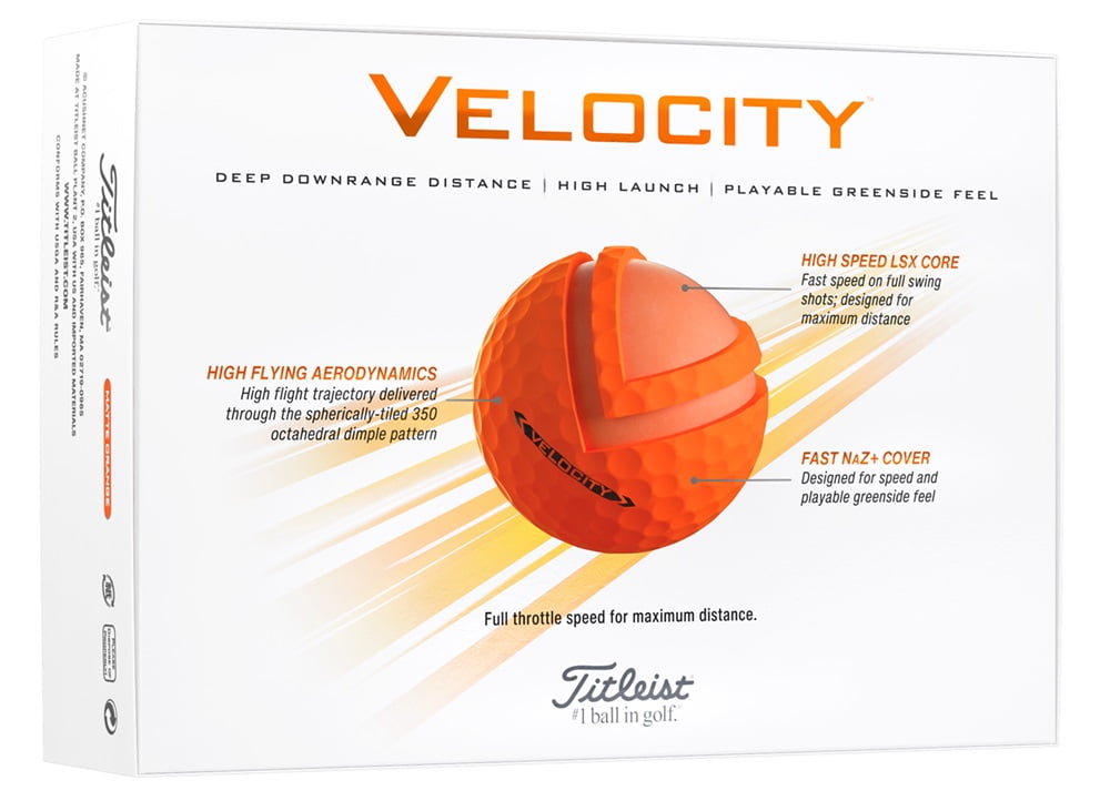 Titleist Velocity Matte Orng DD#'s, 6 Pack, Orange