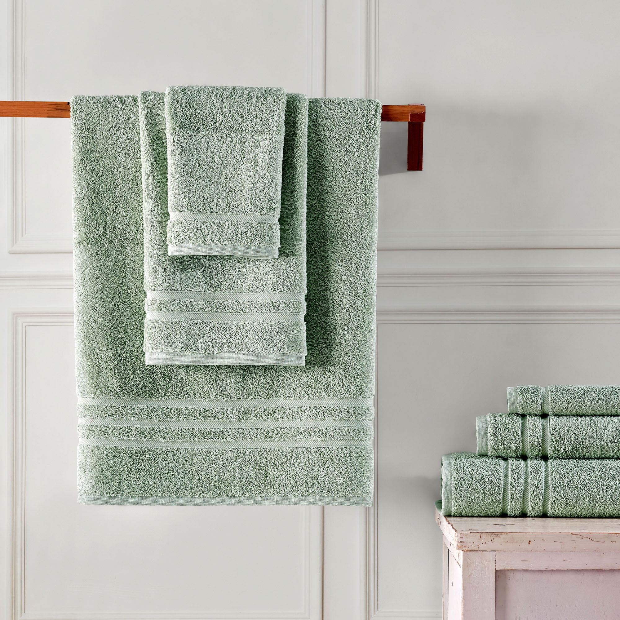 Hawmam Linen Light Green Bathroom Set - 12-Piece Towels - Includes 4 Bath Towels, 4 Hand Towels, 4 Washcloths - Soft, Fluffy, Quickdry, Luxury 100% Turkish Cotton, 600 GSM, Eco-Friendly, Hotel
