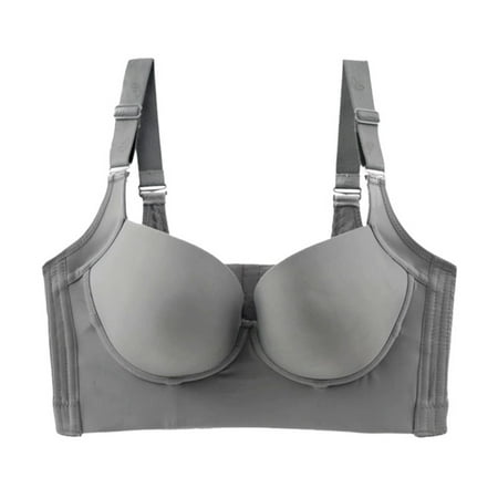 

Rumida Push Up Bra Non-Wired Lined 3/4 Cup Everyday Underwear for Women Padded Unlined 36 Dark Gray FG