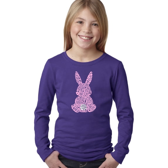 Girl's Word Art Long Sleeve - Easter Bunny
