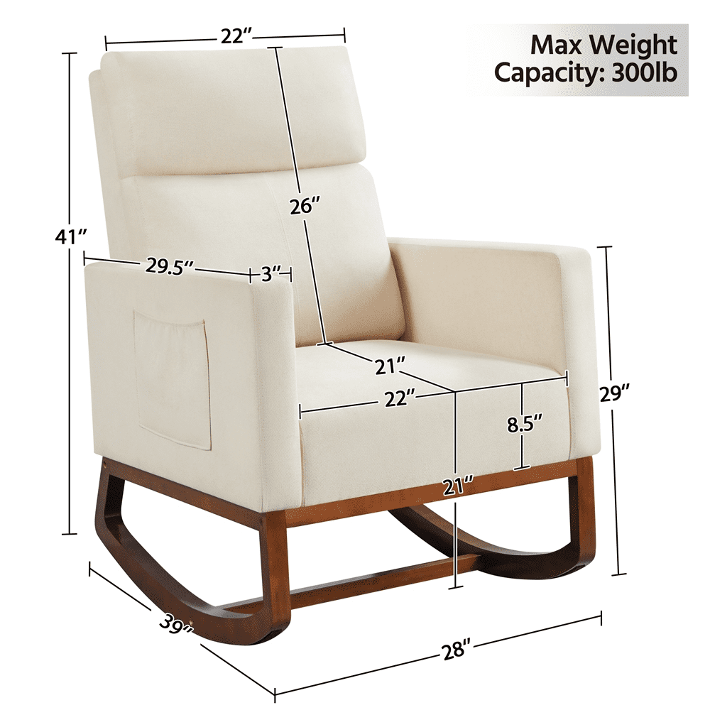 Alden Design Fabric Upholstered Rocking Accent Chair, Beige