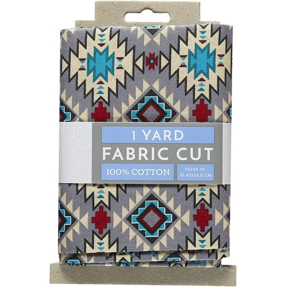 1 Yard Piece - Southwestern Tribal Gray Argyle 36" x 44" Precut Cotton Fabric Piece (DT-5364-PC-6)