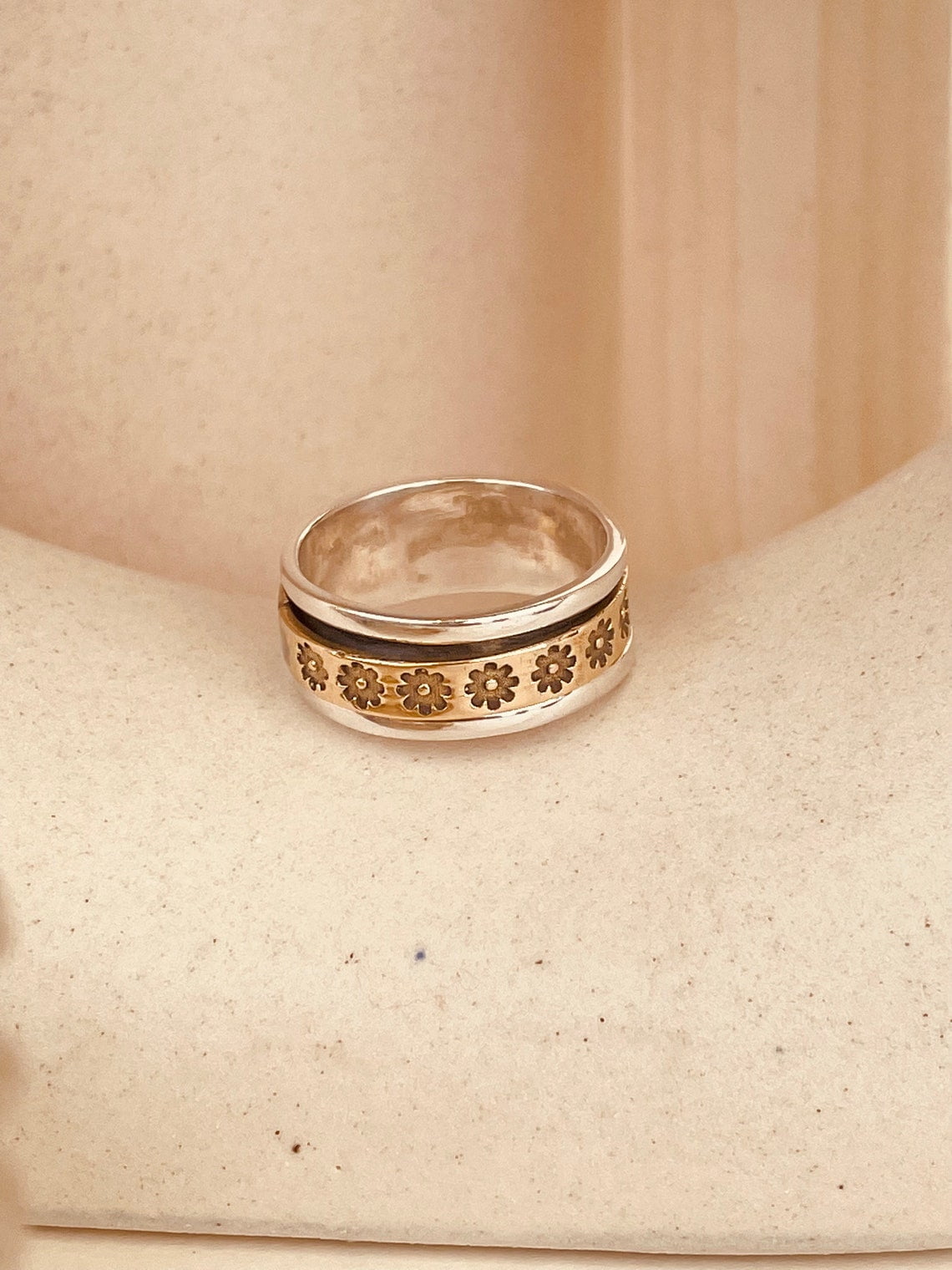 SS DESIGNS Thumb Spinner Ring 925 Sterling Silver Fidget Spinner Ring for Anxiety Relief, Handmade Silver Band with Comfort Fit and Stylish Meditation Jewelry