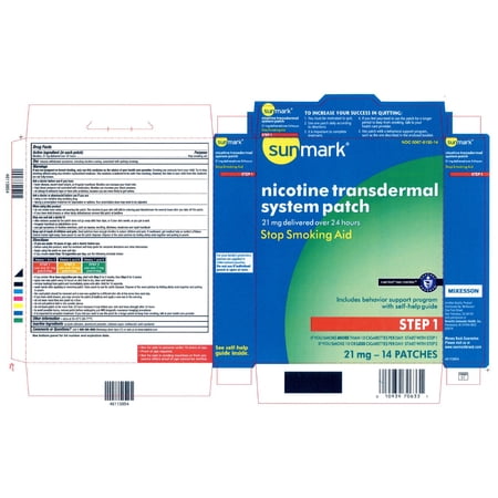 Sunmark Nicotine Transdermal System Step 1 Stop Smoking Aid Patches, 21 mg, 14 Count