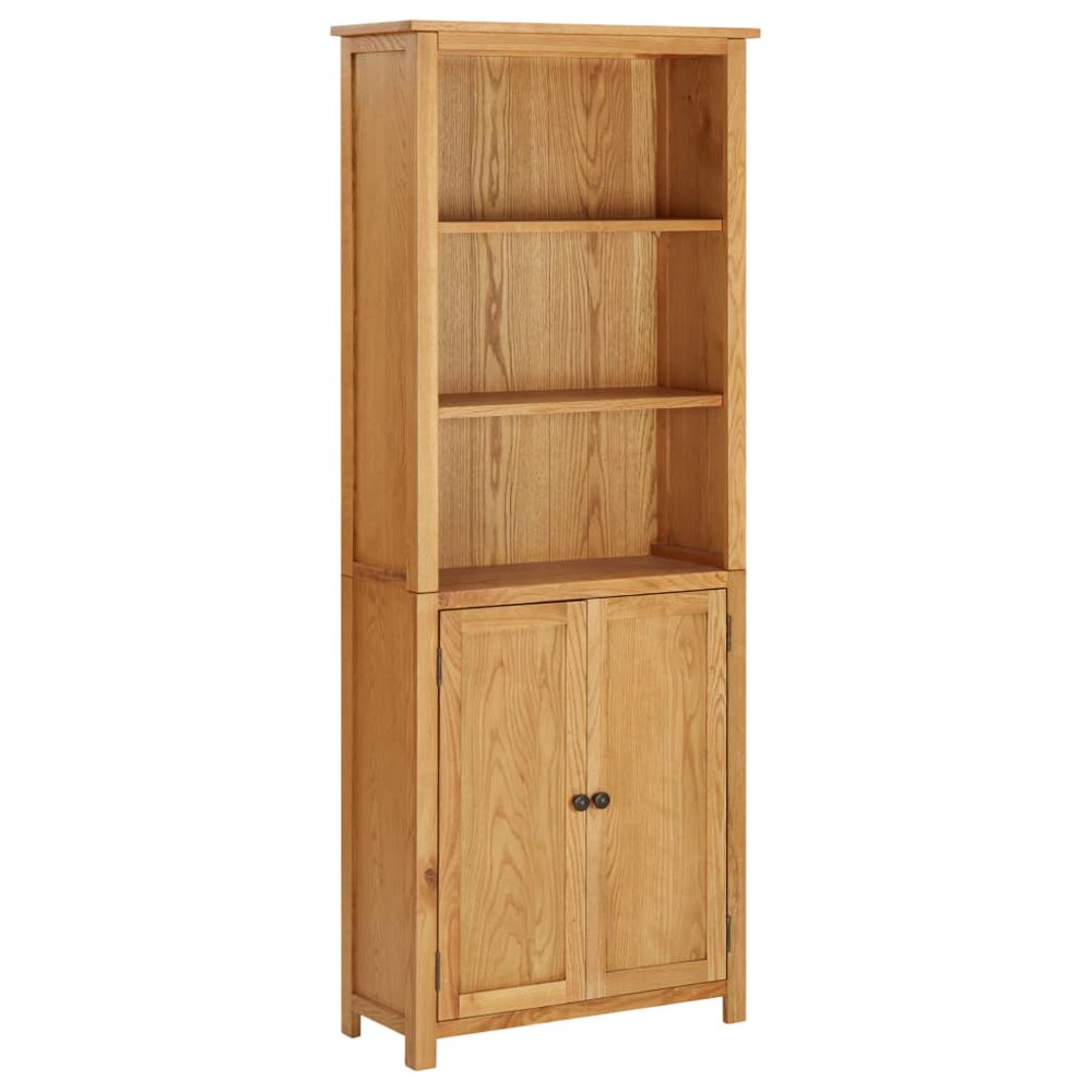 vidaXL Bookcase with 2 Doors Solid Oak Wood Bookshelf 35.4"x78.7"/27.6