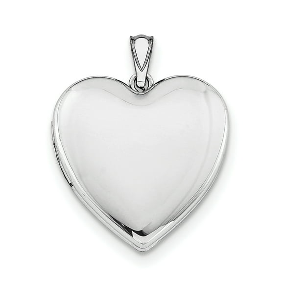 Sterling Silver Rhodium-plated 24mm Plain Heart Locket QLS303 (29mm x 24mm)