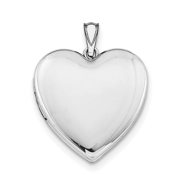 Sterling Silver Rhodium-plated 24mm Plain Heart Locket QLS303 (29mm x 24mm)