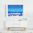 thumbnail image 2 of A Vibrant Mirage in Electric Blues - Illustration Desert Cactus Landscape Nature Minimalist Abstract Scenic White Framed Wall Art Print 18 x 24 inches, 2 of 3
