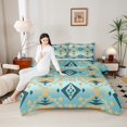thumbnail image 5 of Homewish Adult Turquoise Aztec Bedding Comforter Set, Chic Triangle Abstract Twin Comforter Sets, Western Hippie Bohemian Reversible Bedding Set, Luxury Bedroom Decor, 2-Piece, 5 of 9