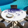 thumbnail image 6 of Modern Blue Round Tablecloth, Fitted Table Cover with Elastic for 55"-60" Round Tables, Gradient Floral Abstract Bohemian White Table Cloth Outdoor Indoor Dinning Party Waterproof Tablecloths, 6 of 7