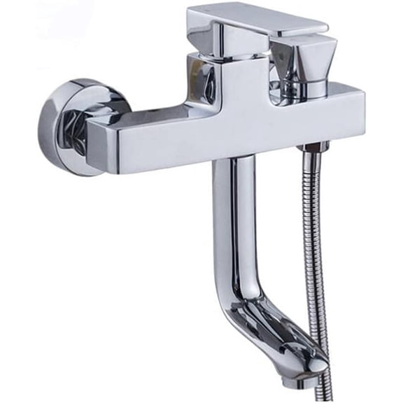bathtub faucet Wall Mounted Rotatable Shower Tap Brass Cold and Hot Water Bathroom Faucet Chrome Plating-B