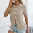 thumbnail image 6 of Vmvidoty Women's Short Sleeve Cropped Cardigan Sweaters Open Front Short Shrugs for Women Khaki L, 6 of 8