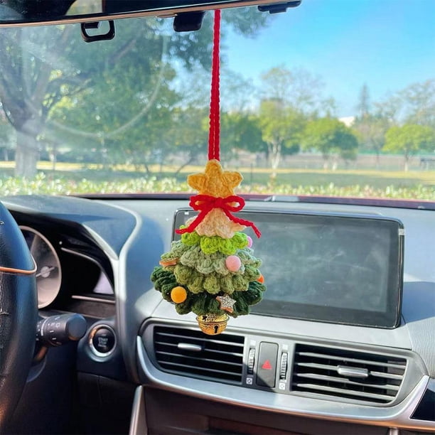 EZLIFE Lindos accesorios de crochet para el auto para mujeres Adorno colgante de plantas tejidas para el auto B0G6