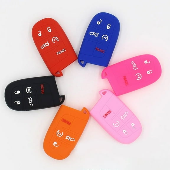 For Dodge For Chrysler 5 Button Remote Smart Key Fob Silicone Skin Case Cover Black Fangkenuo