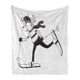 thumbnail image 1 of Scandinavian Soft Flannel Fleece Throw Blanket, Skiing Reindeer with Winter Clothing Christmas Season Illustration, Cozy Plush for Indoor and Outdoor Use, 50" x 60", White Charcoal Grey, by Ambesonne, 1 of 6