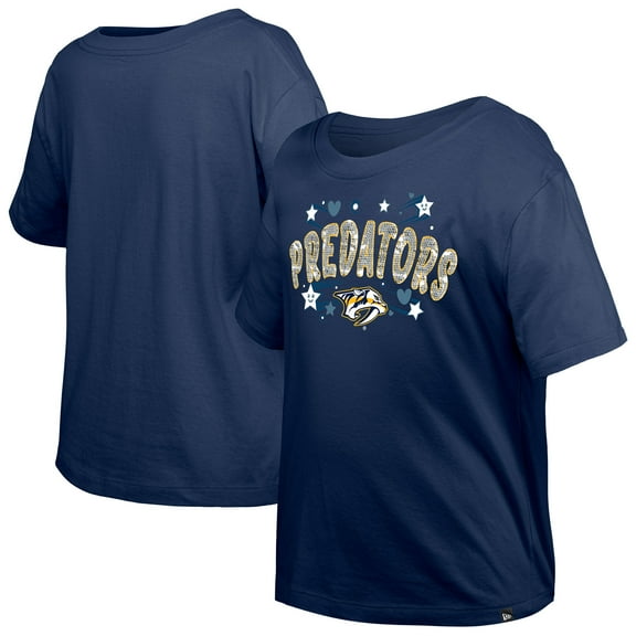 Girl's Youth New Era  Navy Nashville Predators Flip Sequin T-Shirt