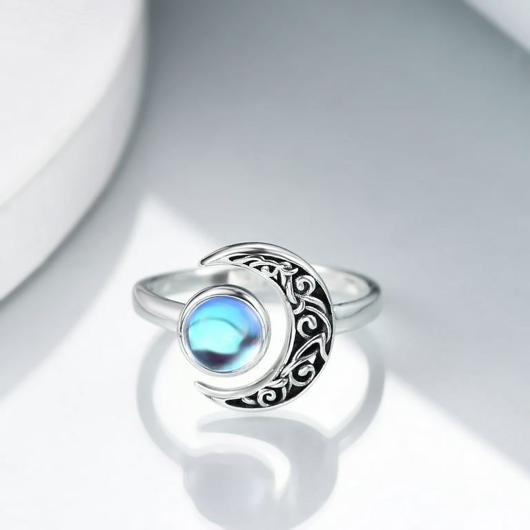 Moon Ring in Sterling Silver (adjustable from 6 1/2 ~ 8 1/2