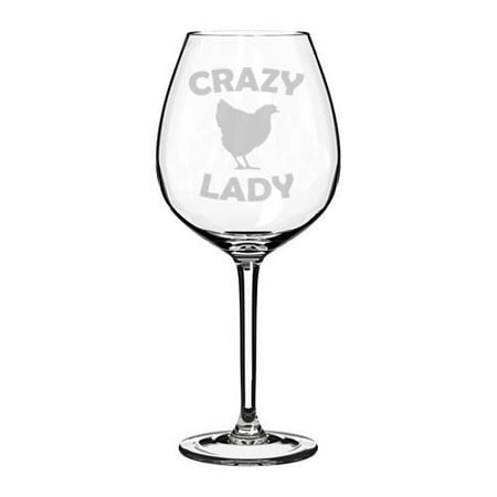 Wine Glass Goblet Crazy Chicken Lady (20 oz
