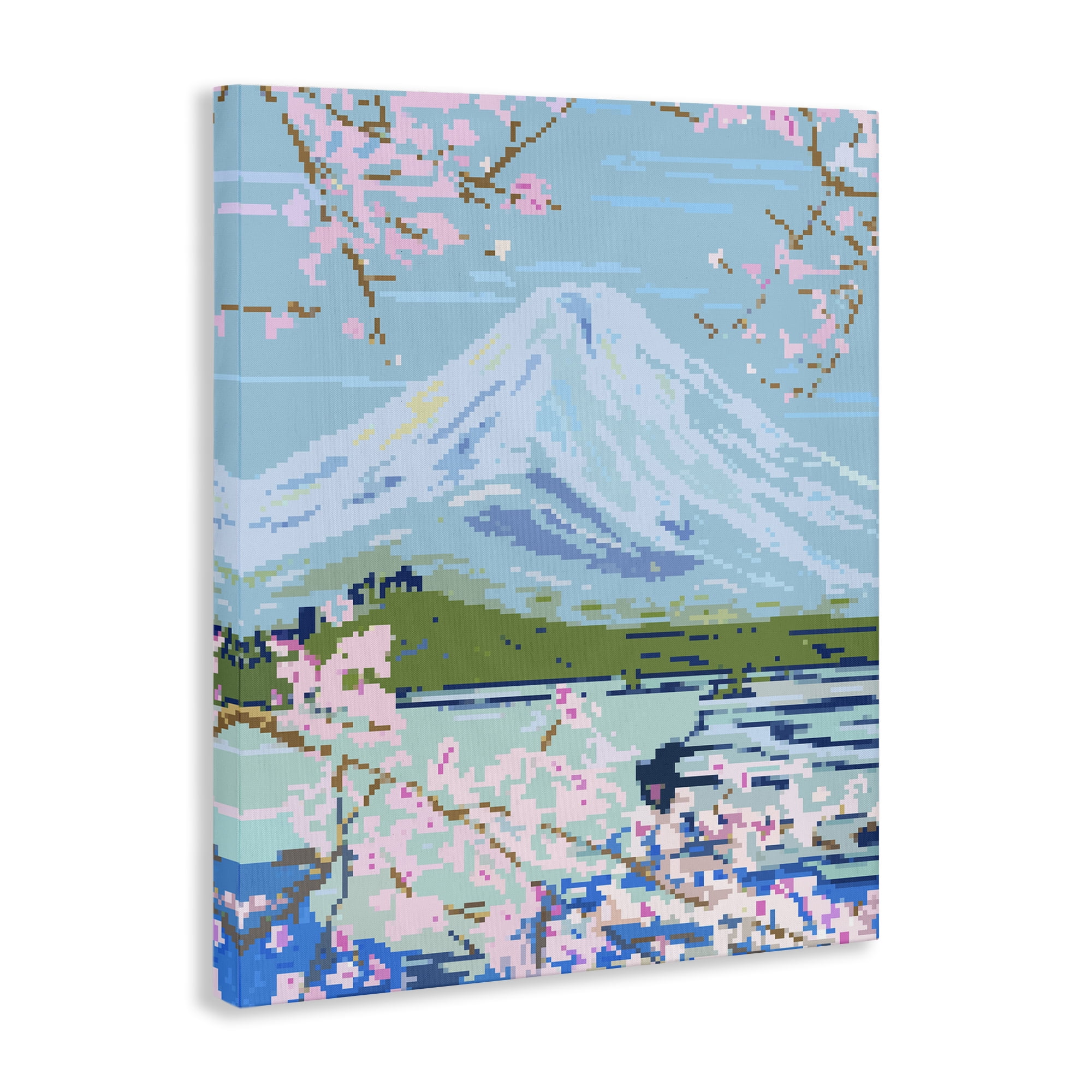 Stupell Industries Pixel Mount Fuji Landscape Painting Gallery Wrapped Canvas Art Print Wall Art, 16 x 20