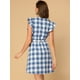 thumbnail image 5 of Vestido Cuadroscuadros Vintage Cinturón Línea A Azul T XL, 5 of 6
