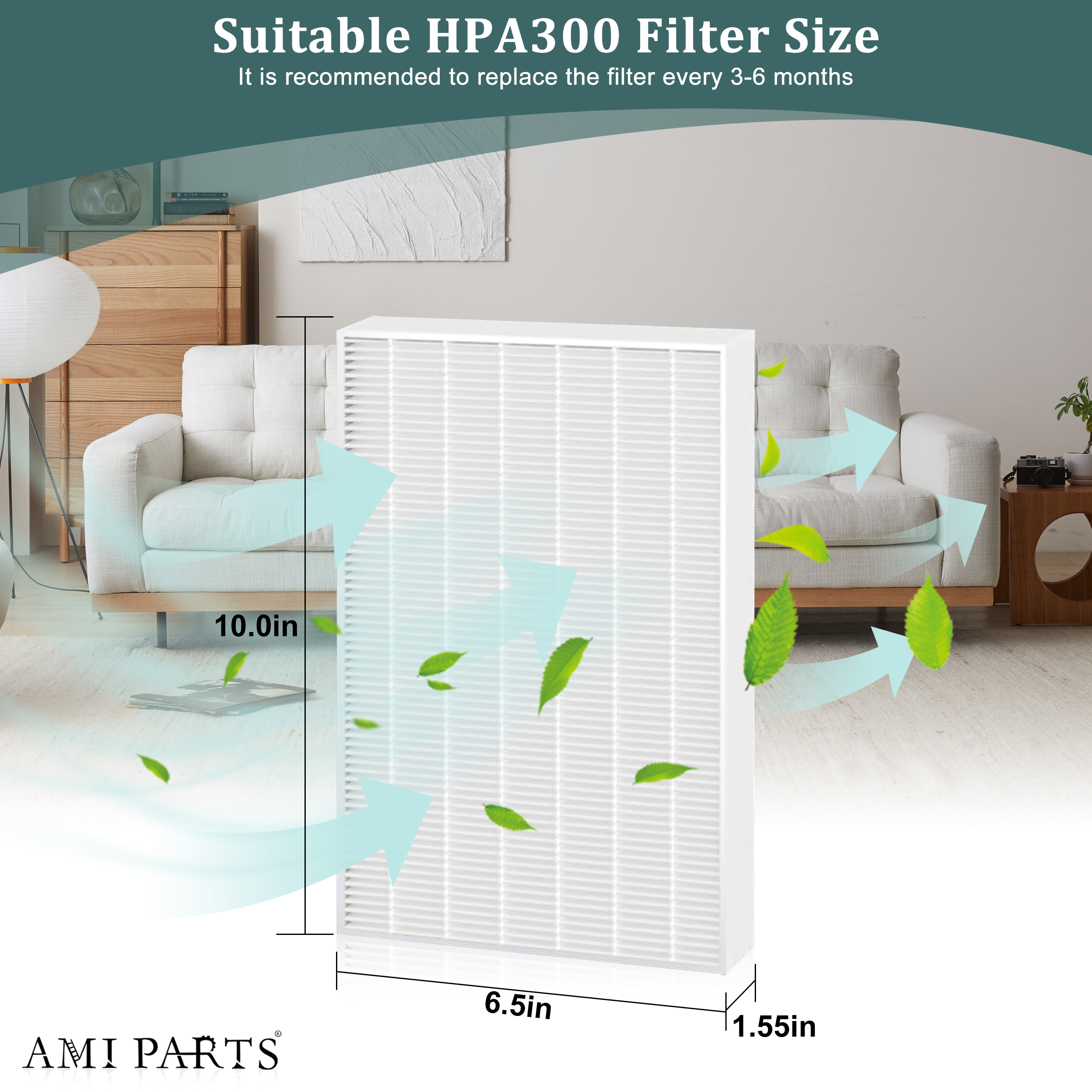 AMI PARTS HPA300 True HEPA Replacement Filter for Honeywell Air Purifier HPA300 HPA200 HPA100 Replace HRF-R3