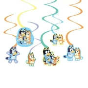 Stunning Bluey Spiral Decorations (Pack of 12) - Multicolor Cardstock Hanging Decor - Perfect for Parties, Events & Occasions
