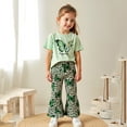 thumbnail image 6 of Toddler Girl Outfits Spring Summer Cartoon Print Childrens Clothes Girls Size 10-12 Oversize Streetwear Clothing Set for Girls 7-8 Short Sleeve T11-Green, 3-4 Years, 6 of 6