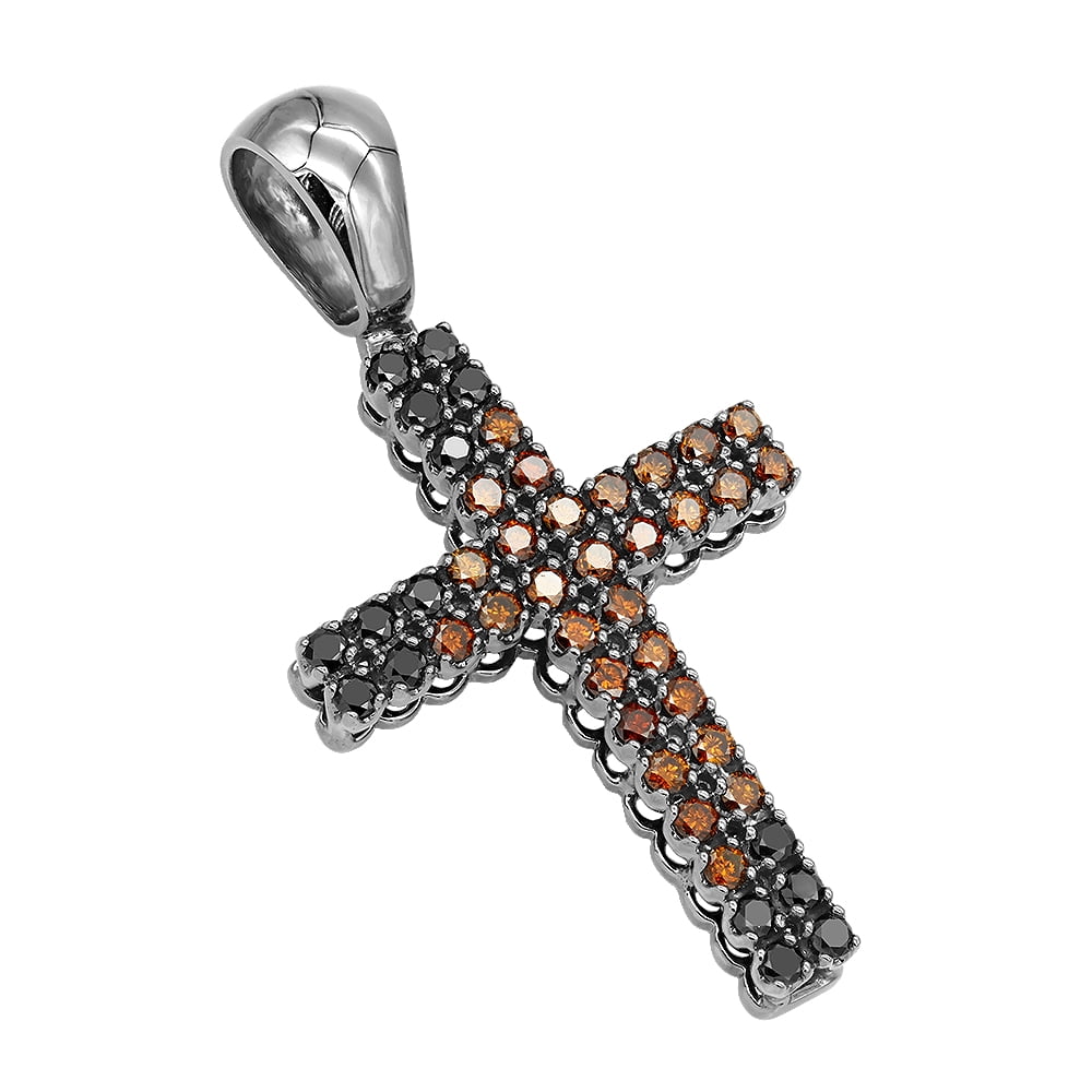 Mens 10K Gold Black \u0026 Cognac Diamond 
