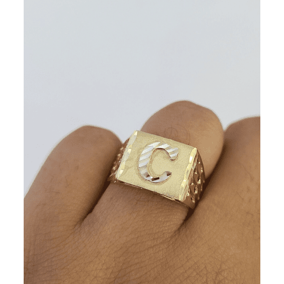 Real 10k Initial C Casual Ring Alphabet Yellow Gold 10kt Genuine All Sizes (Ring Sizes (in):6;)