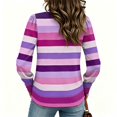 thumbnail image 5 of IAJDKMEK Women's Casual Long Sleeve Tops - Striped Round Neck Button Down Blouse, Great for Business Casual Tops and Womens Fall Fashion 2026, 5 of 5