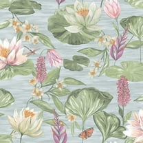 Holden Decor Floral Water Lily Blue Non-Pasted Wallpaper (Covers 56 sq. ft)