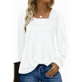thumbnail image 3 of UVN Fall Square Neck Tops for Women Long Sleeve Blouse Ladies Dressy Button Shirts, 3 of 8