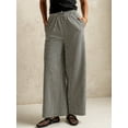 thumbnail image 5 of Woman Palazzo Wide Leg Pants High Waisted Drawstring Summer Fall Lounge Casual Flowy Trousers with Pockets Black L, 5 of 9