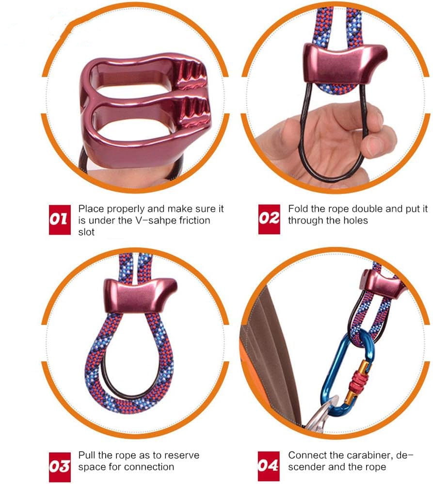 Professional 25 KN Rappel ATC Belay Device Aluminum V-grooved Rock Climbing Belay Device Rappelling Descender Safety Equipment