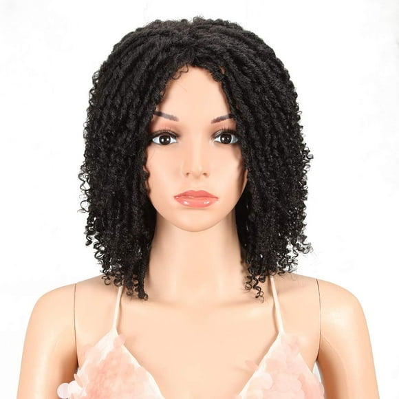 Style Icon Perruque Courte Dreadlock 6 Pouces Perruques Torsadées pour Femmes Noires Perruques Synthétiques Courtes Bouclées (6 Pouces, 1B)