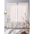 thumbnail image 4 of Spring Floral Semi Sheer Curtains 108 Inch Length 2 Panels Set, Colorful Watercolor Botanical Sheer Kitchen Curtain Privacy Voile Window Curtain for Living Room Bedroom Rod Pocket Drapes, 4 of 7